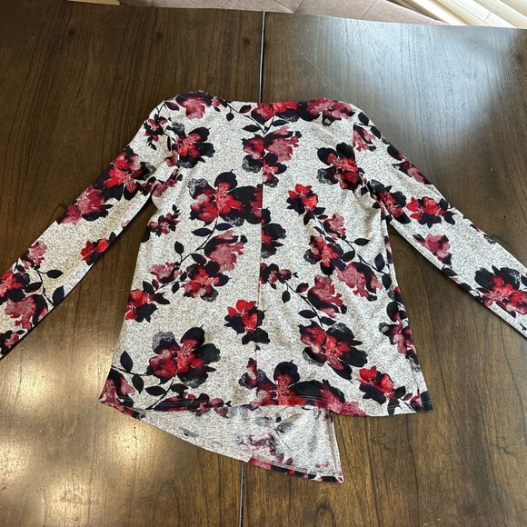 Simply Vera Vera Wang Grey Floral Cowl Neck Wrap Top Sweater Women’s Medium - Picture 4 of 8